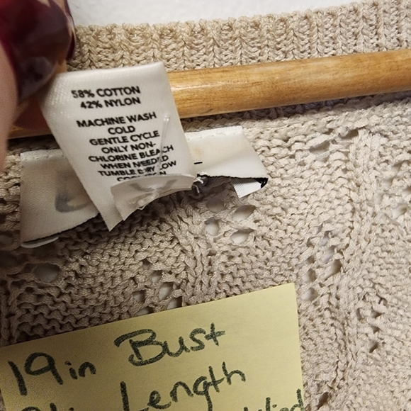 LOFT Cream Lace Knit Tie Up Sweater - Picture 7 of 7